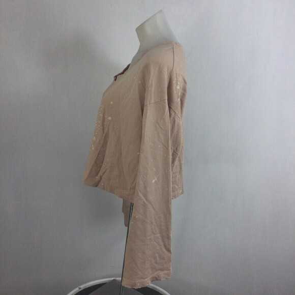 Anthropologie Postmark Womens Crop Sweatshirt Distress Splatter Top Peach SZ S - Picture 2 of 9